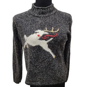 Villager Liz Claiborne Vintage Small Petite Rudolph Christmas Sweater 90s Soft